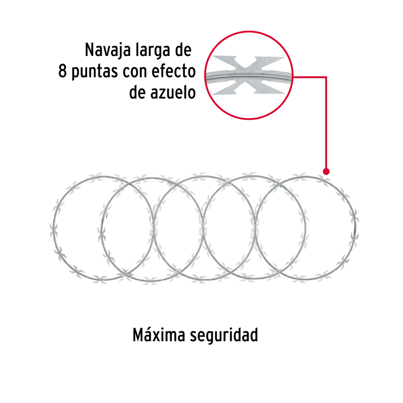 Púa concertina, máxima seguridad, 45 cm diámetro