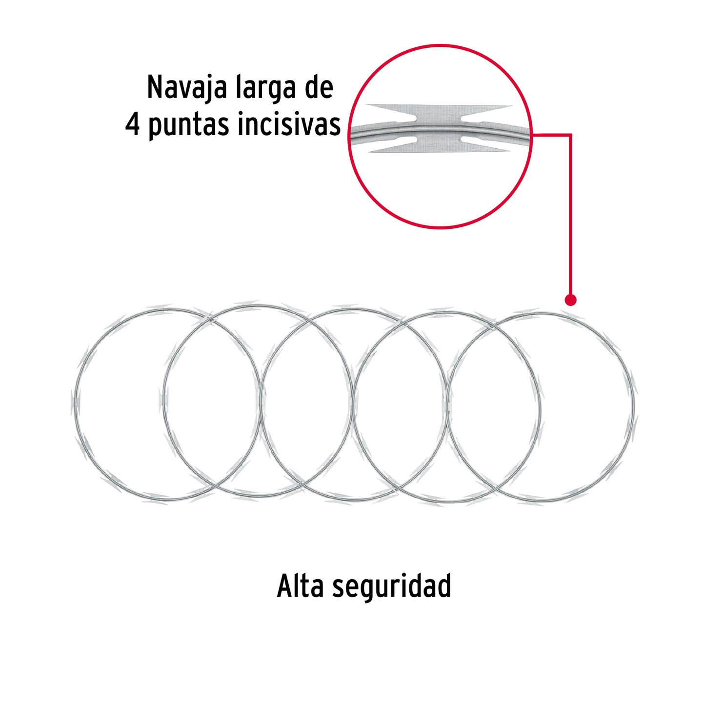 Púa concertina, alta seguridad, 45 cm diámetro