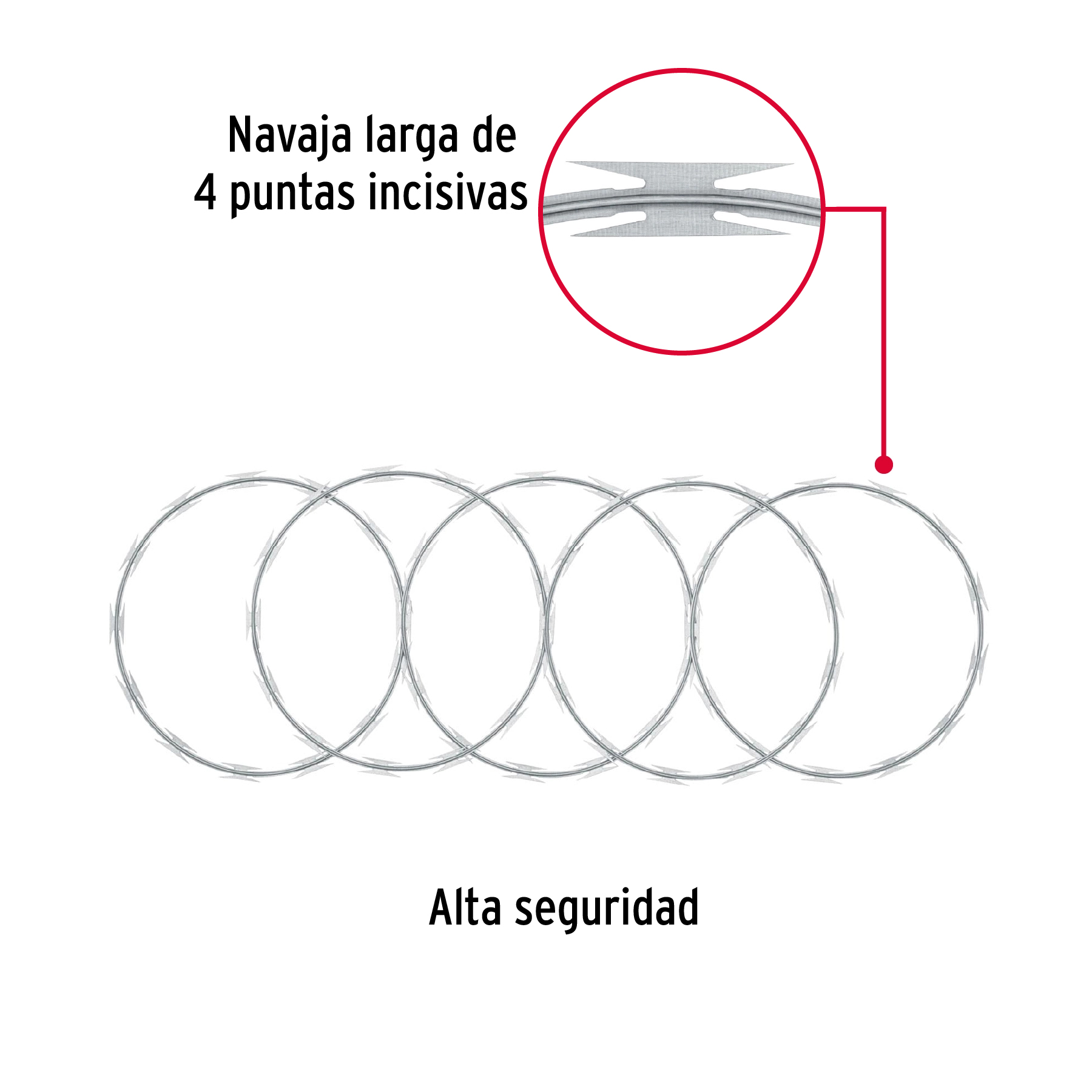 Púa concertina, alta seguridad, 45 cm diámetro