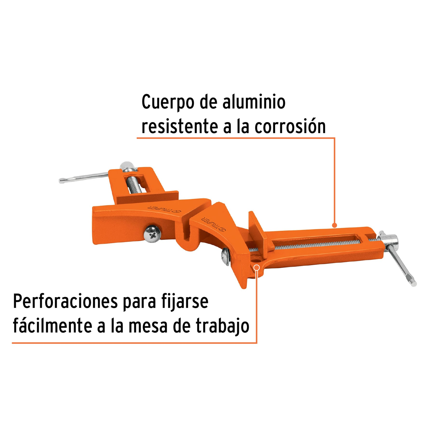 Prensa esquinera profesional, 3" de aluminio