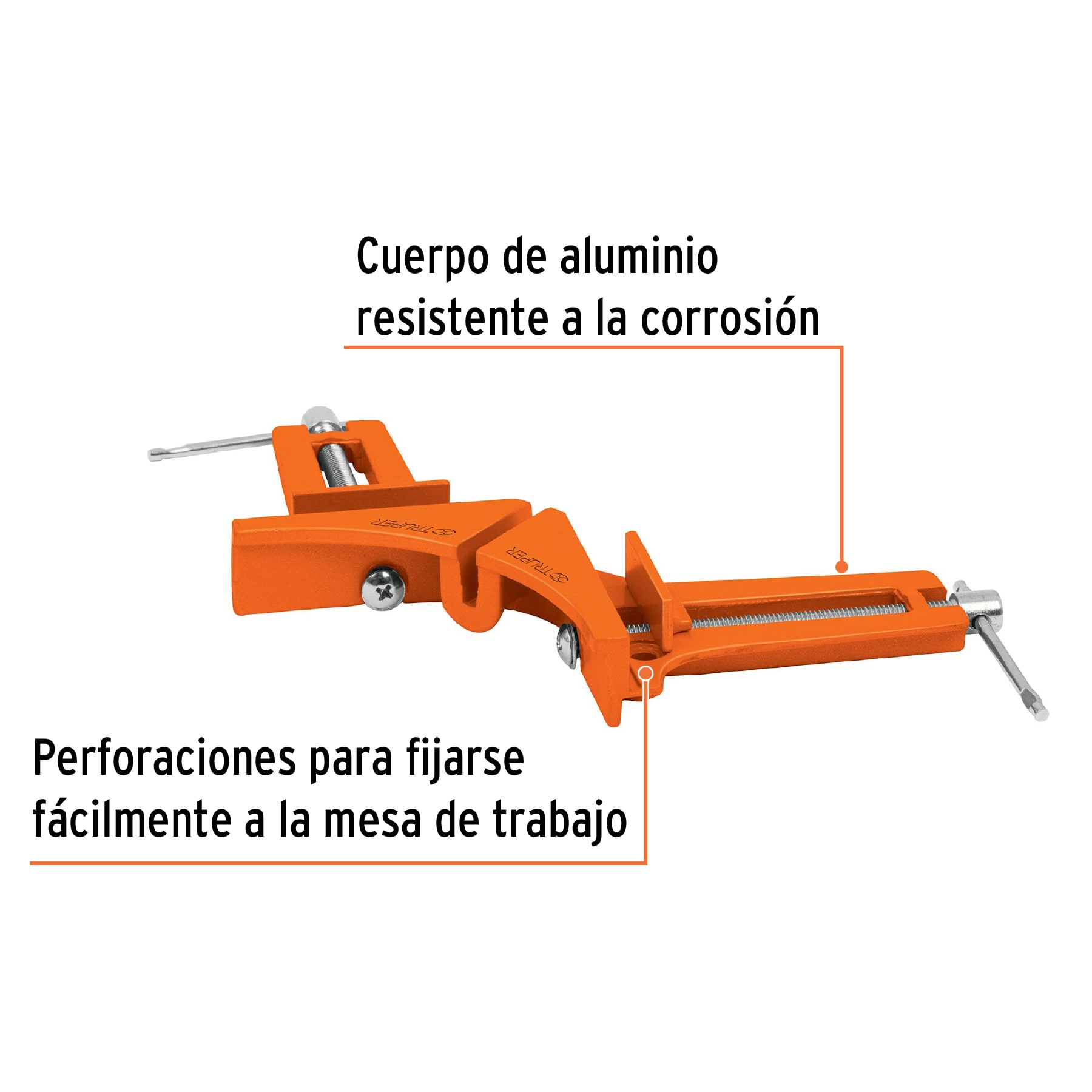 Prensa esquinera profesional, 3" de aluminio