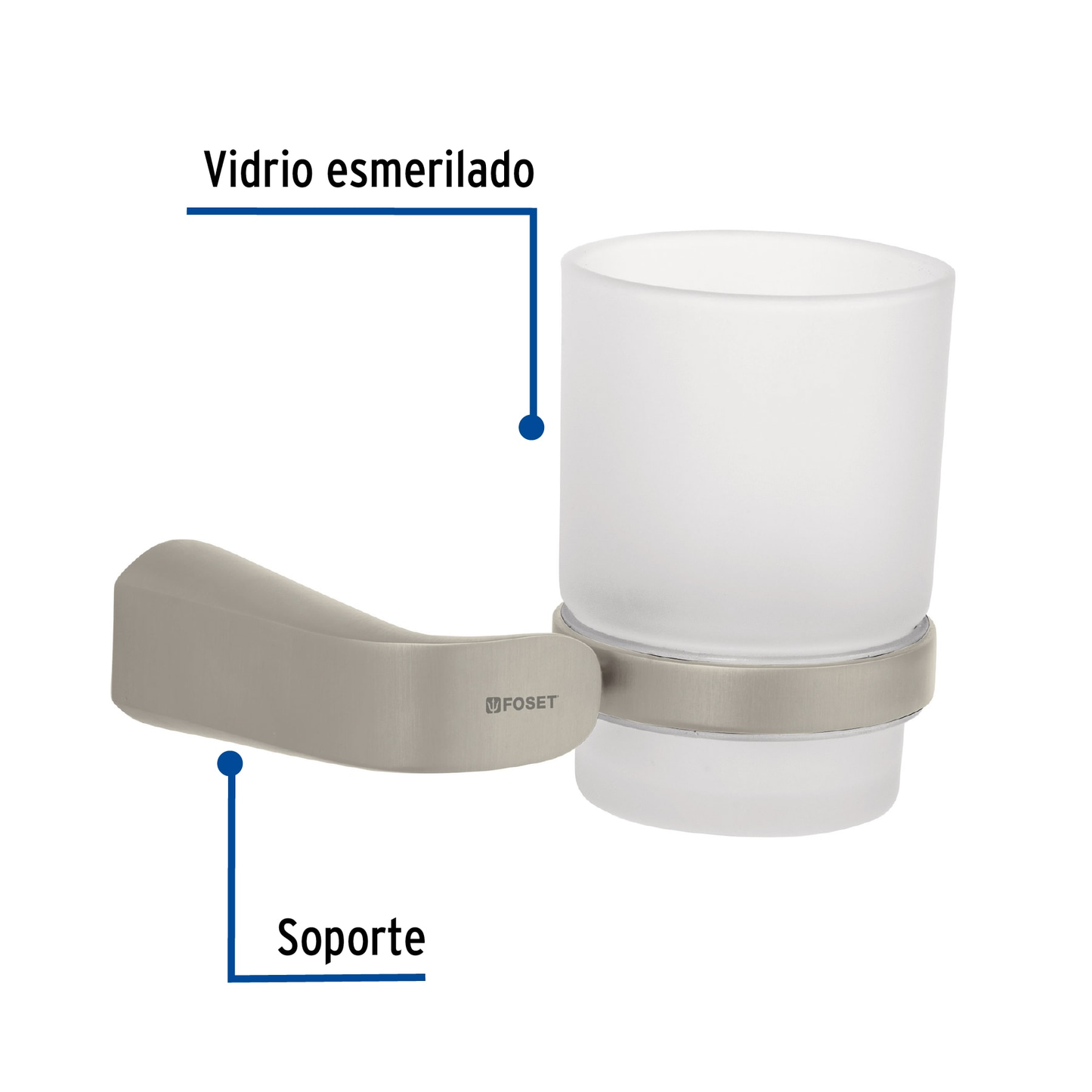 Portavaso cepillero, satinado, línea Riviera