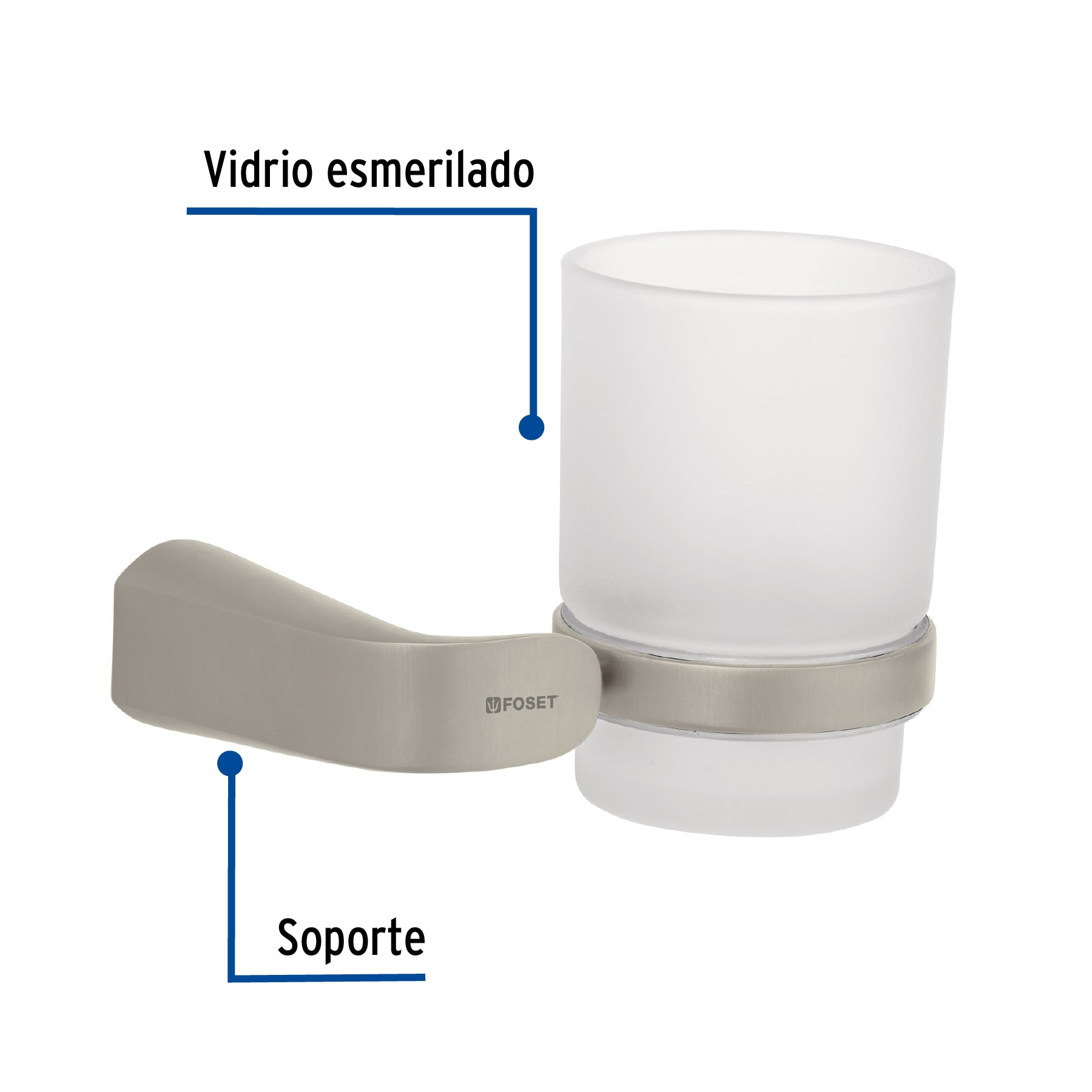 Portavaso cepillero, satinado, línea Riviera