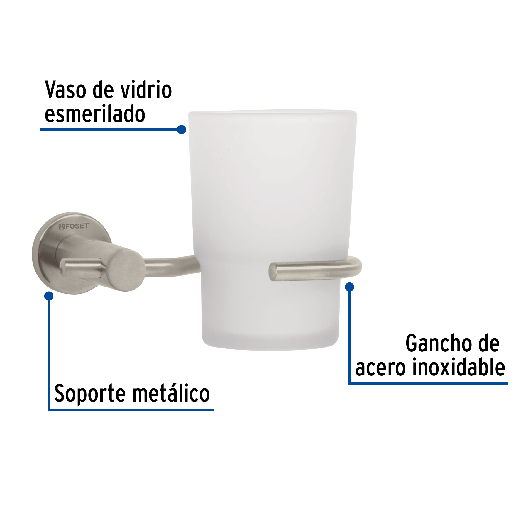 Portavaso cepillero, satinado, línea Element
