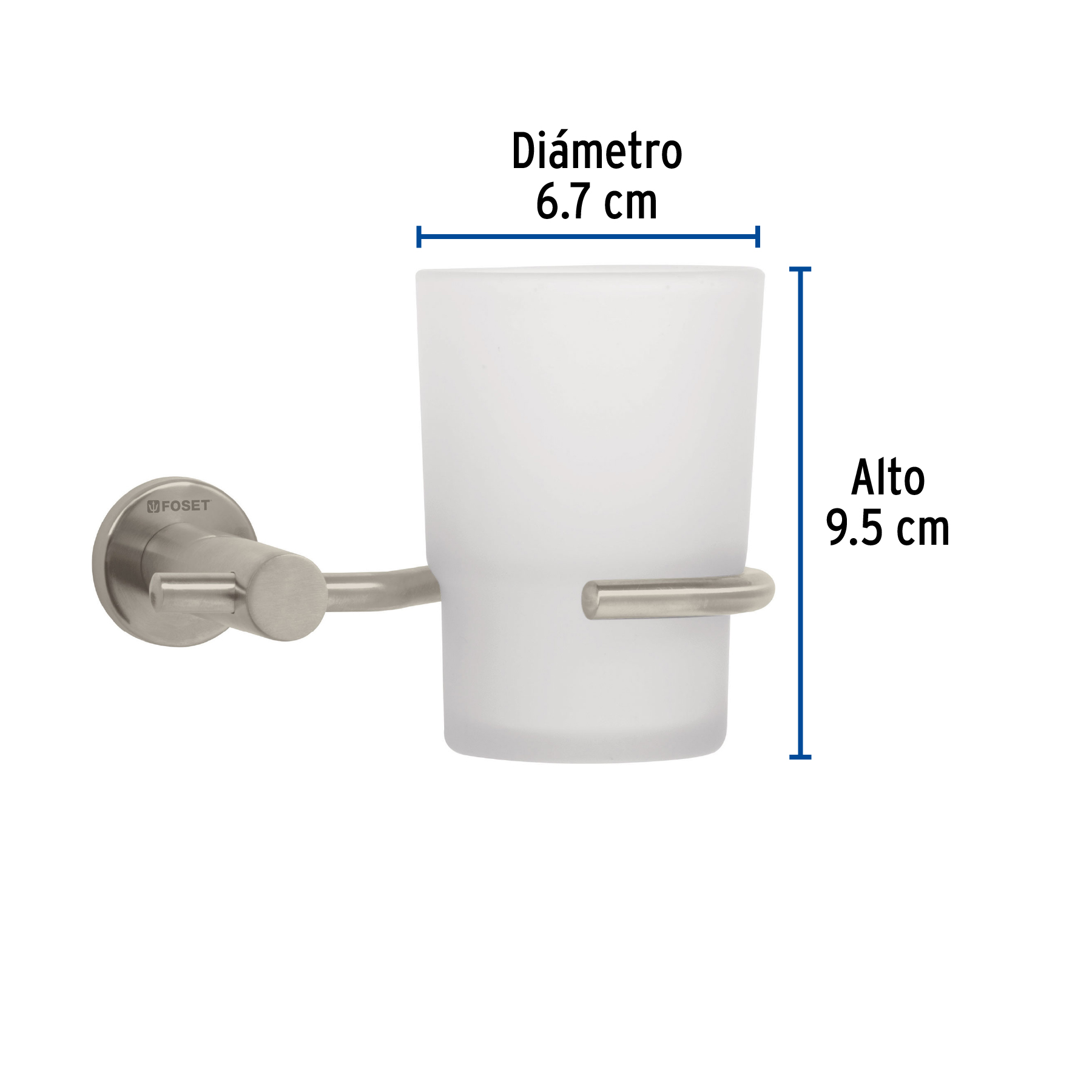 Portavaso cepillero, satinado, línea Element