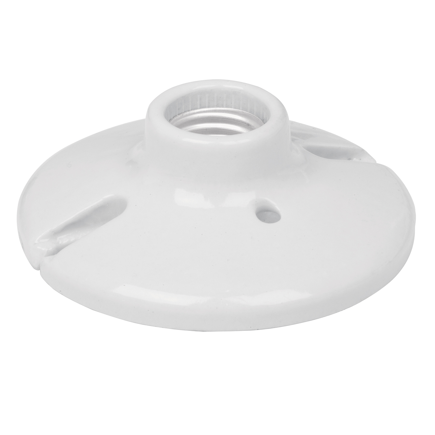 Portalámpara de porcelana, 4-1/2", circular, Volteck