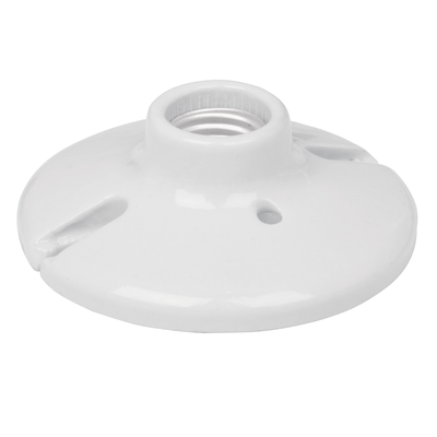 Portalámpara de porcelana, 4-1/2", circular, Volteck