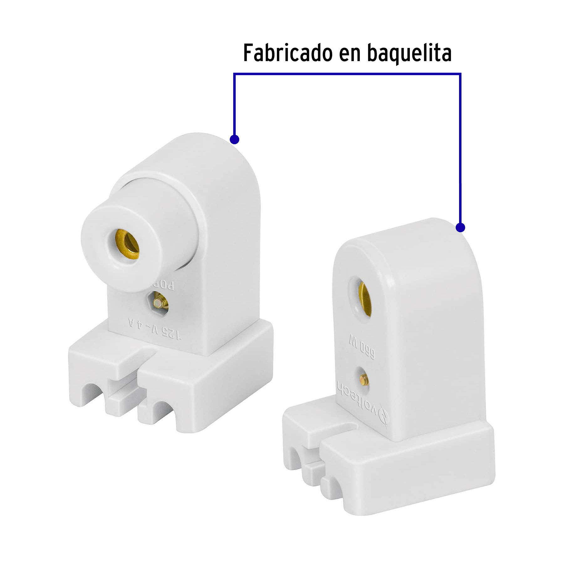 Portalámpara de plástico, slim line, bolsa 2 pzas, Volteck