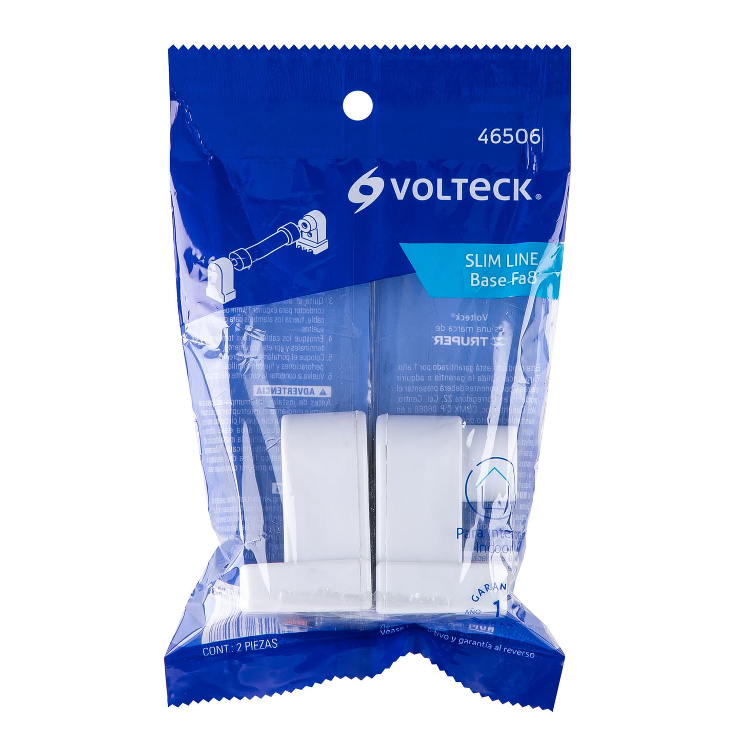 Portalámpara de plástico, slim line, bolsa 2 pzas, Volteck