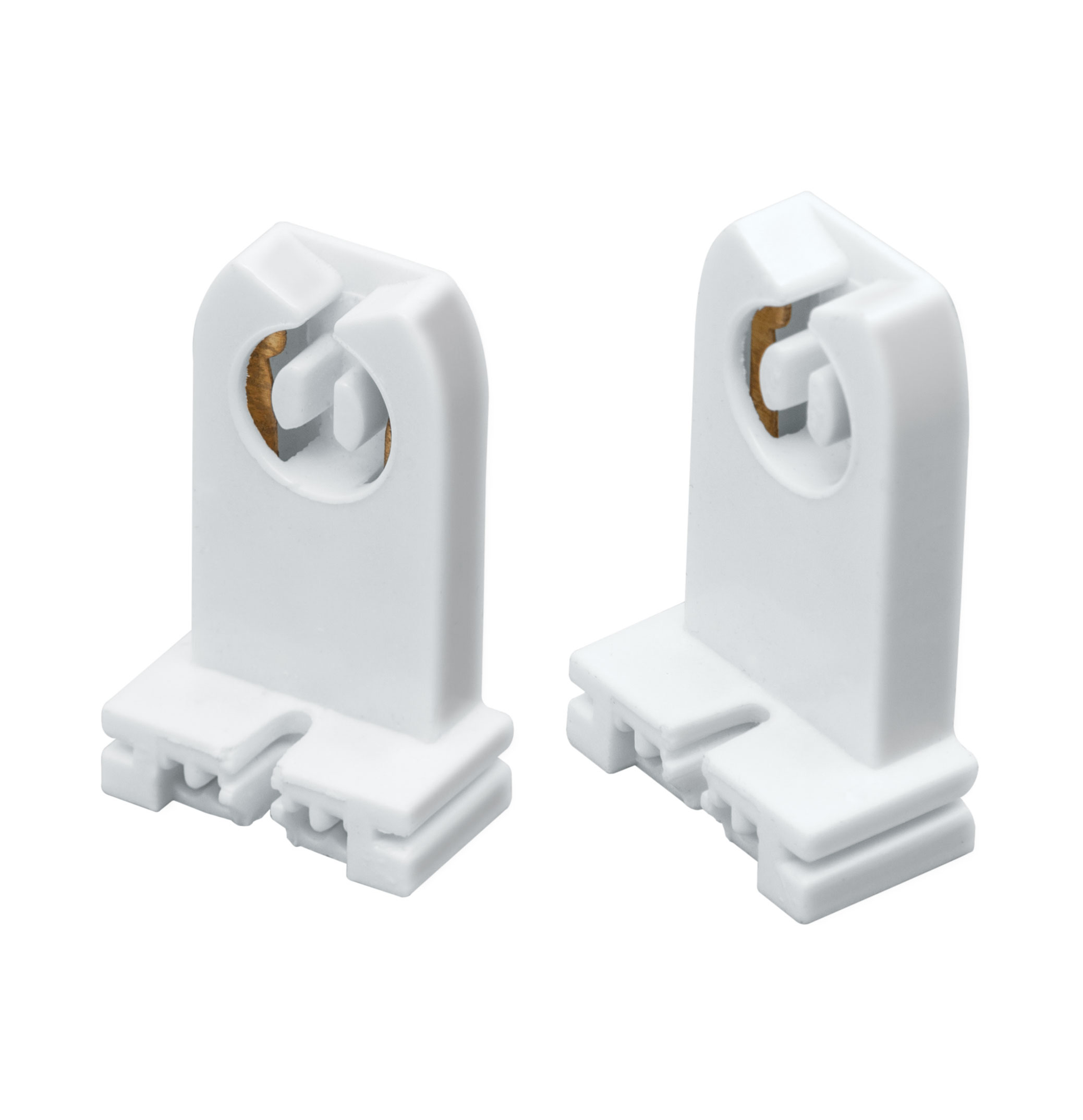 Portalámpara de plástico, base G13 bipin, 2 pzas, Volteck