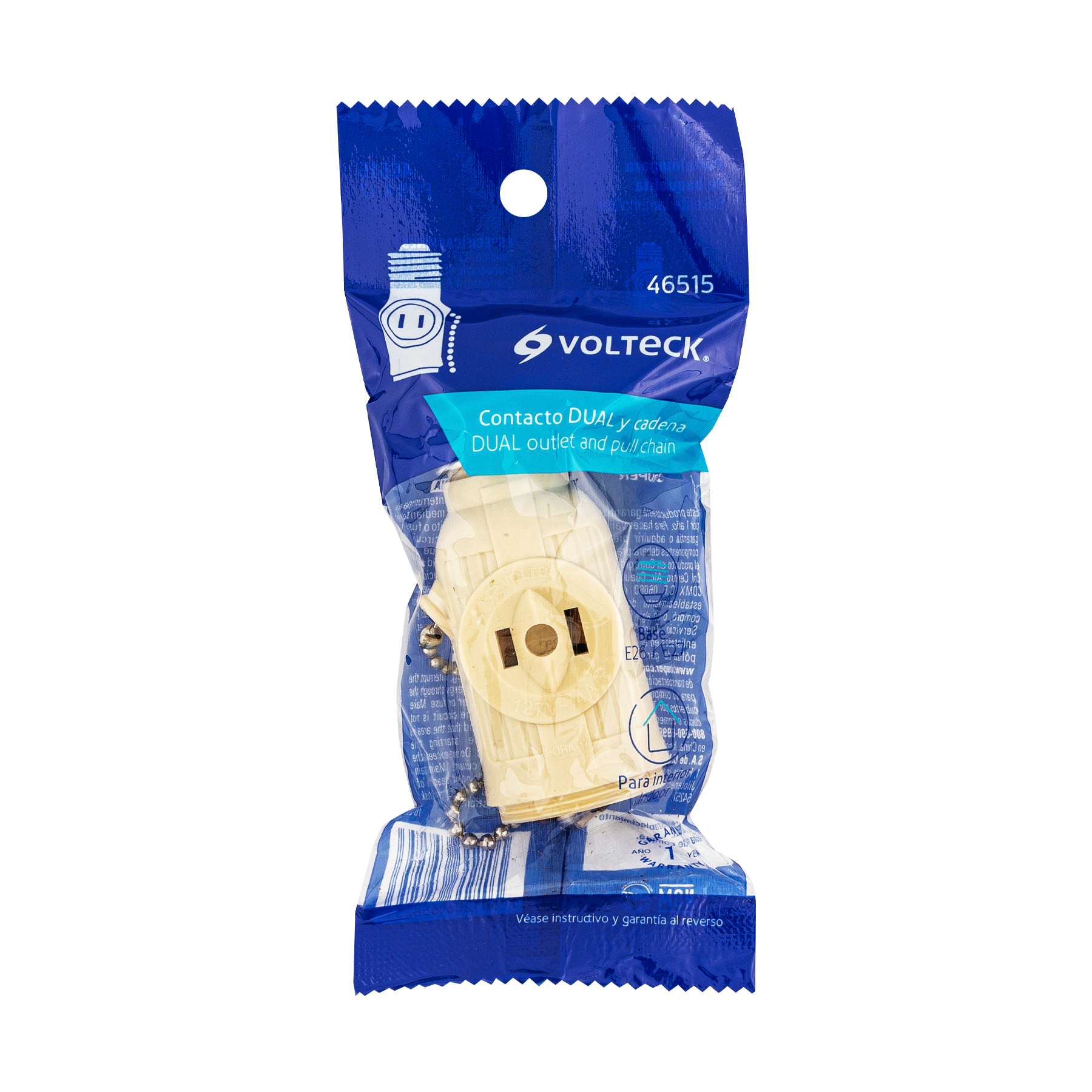 Portalámpara de baquelita, con interruptor de cadena,Volteck.