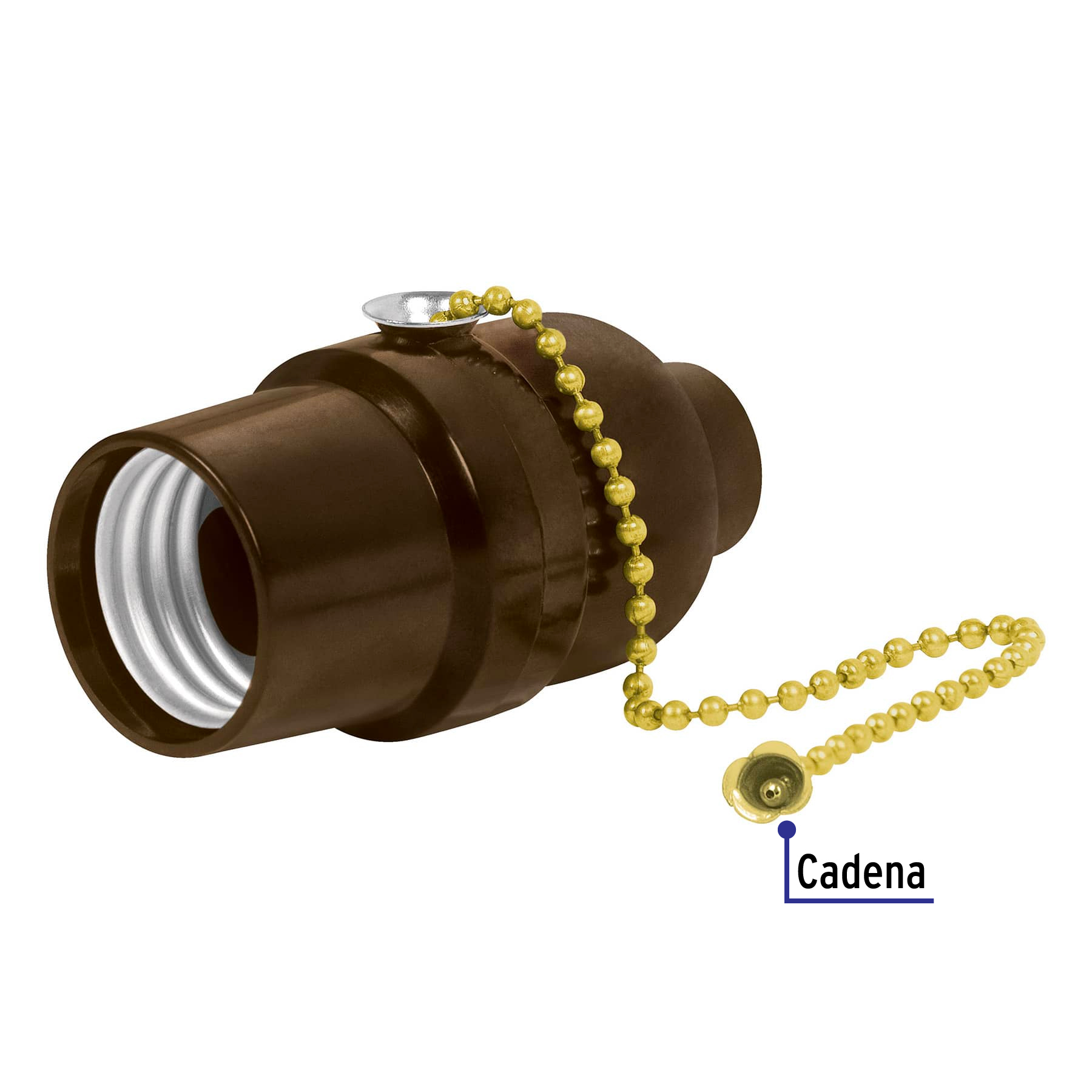 Portalámpara de baquelita, con interruptor de cadena,Volteck