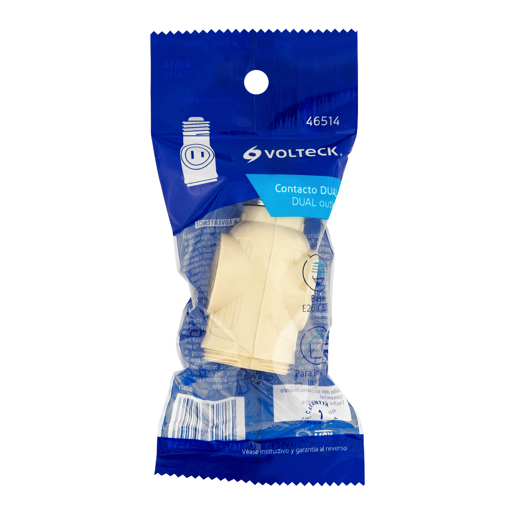 Portalámpara de baquelita, con doble contacto, Volteck