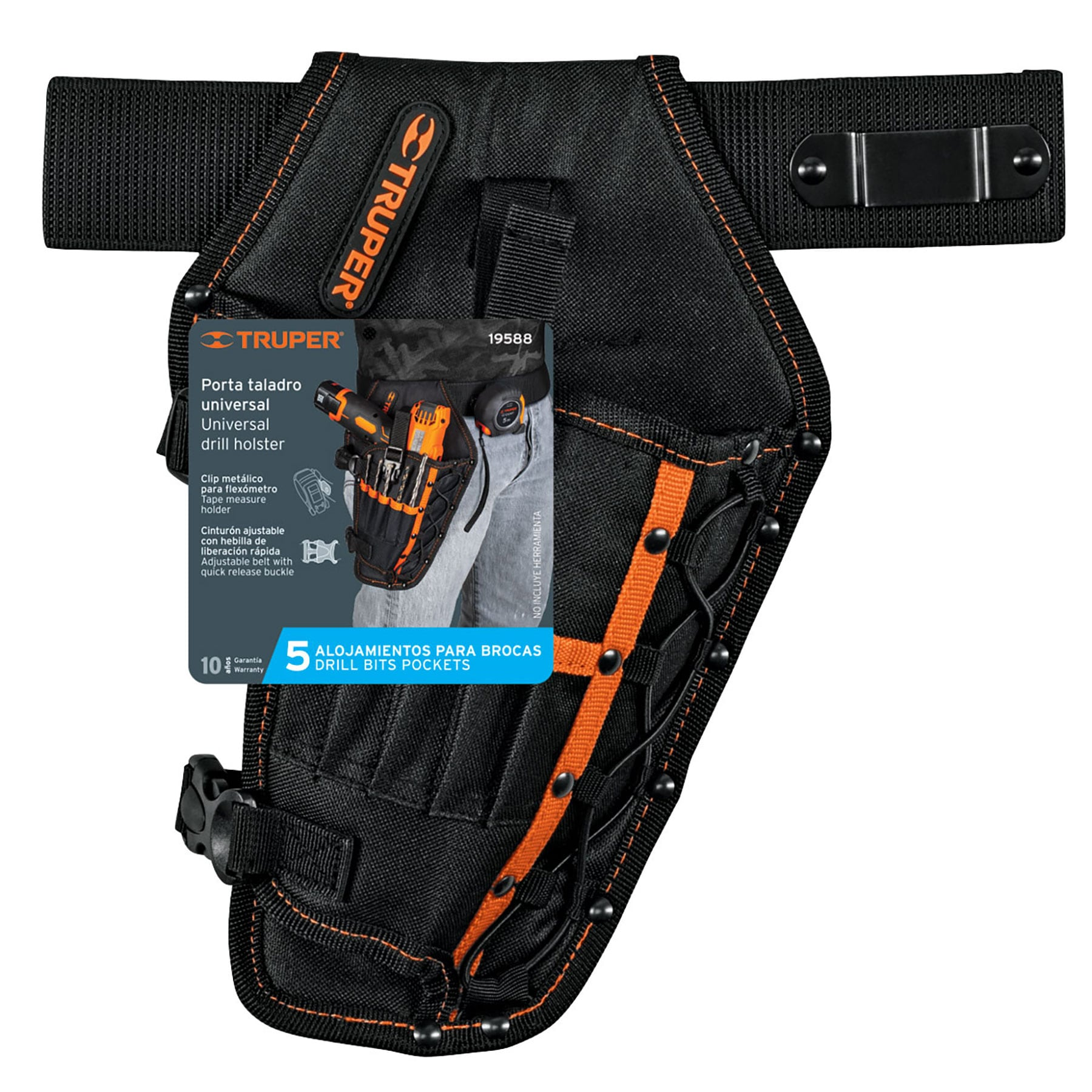 Porta taladro de poliester con cinco compartimentos