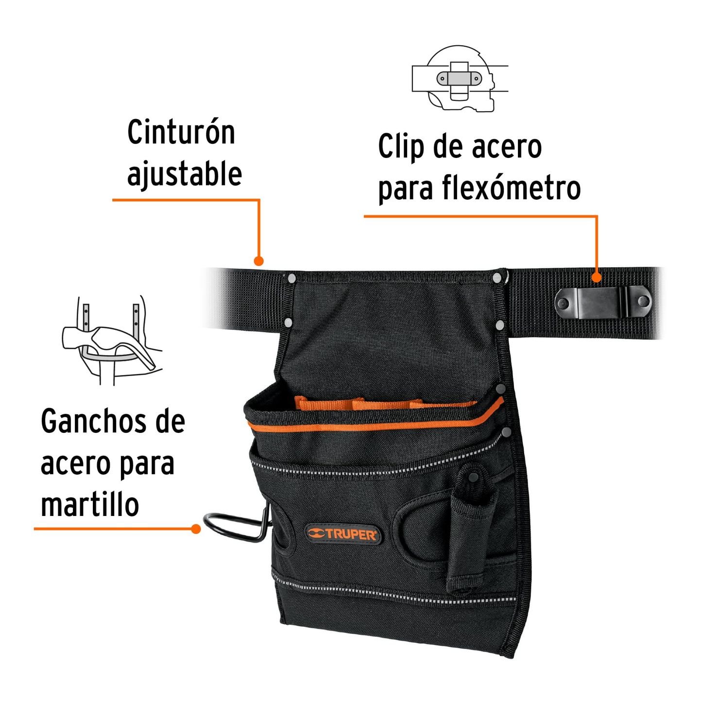 Porta herramientas de poliéster, 7 compartimentos