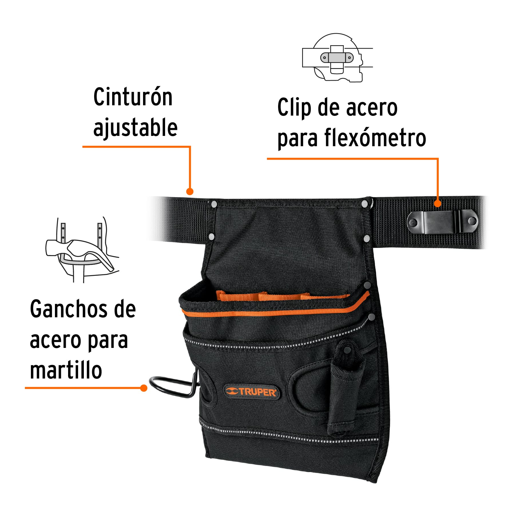 Porta herramientas de poliéster, 7 compartimentos