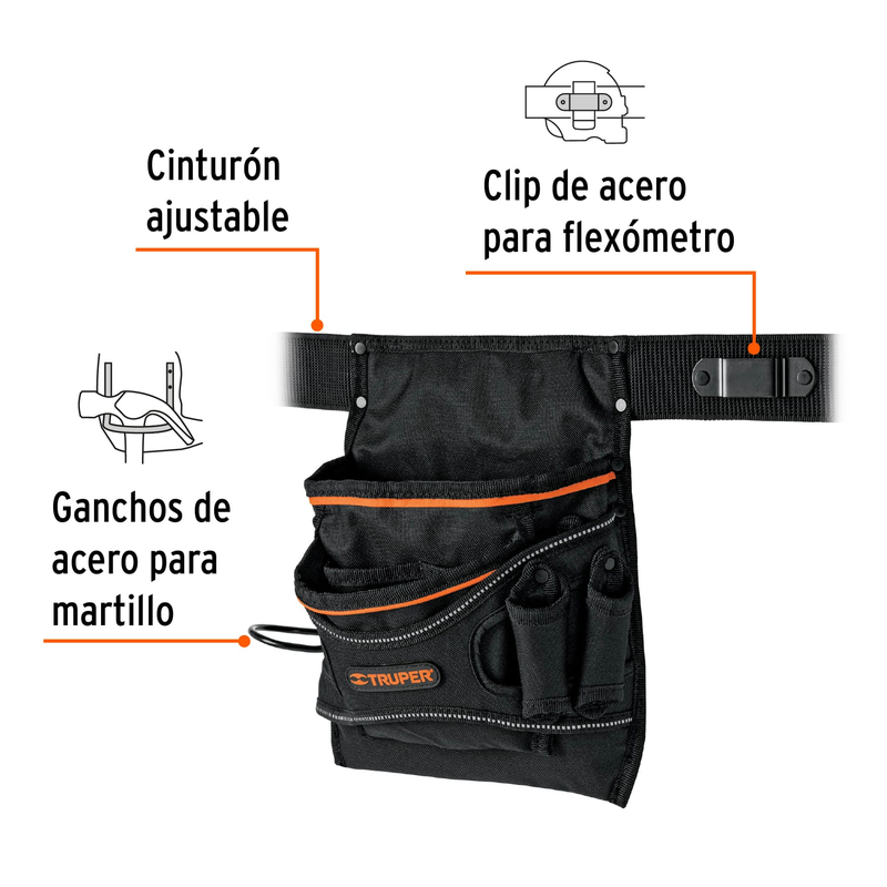 Porta herramientas de poliéster, 13 compartimentos