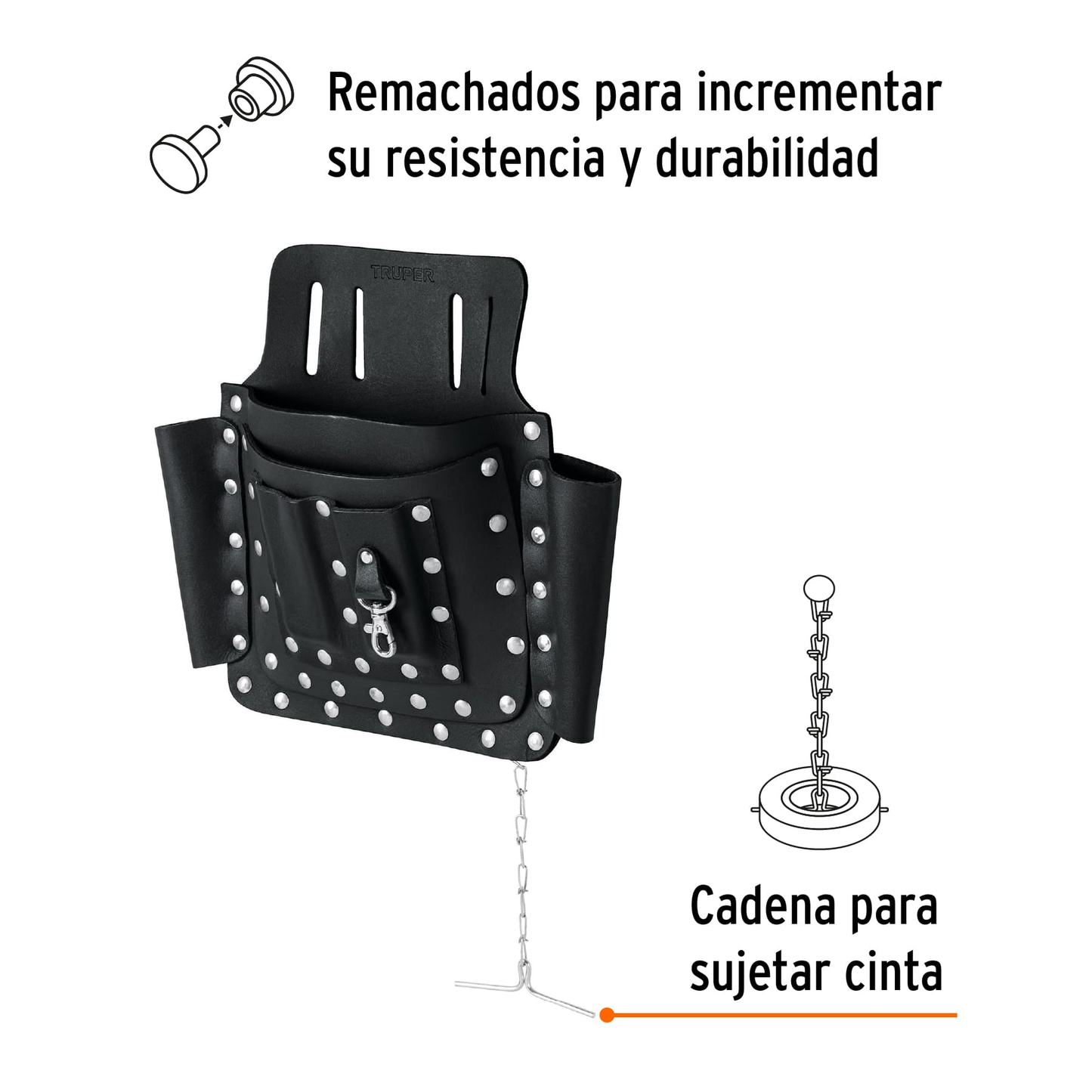 Porta herramientas de cuero, 8 compartimentos