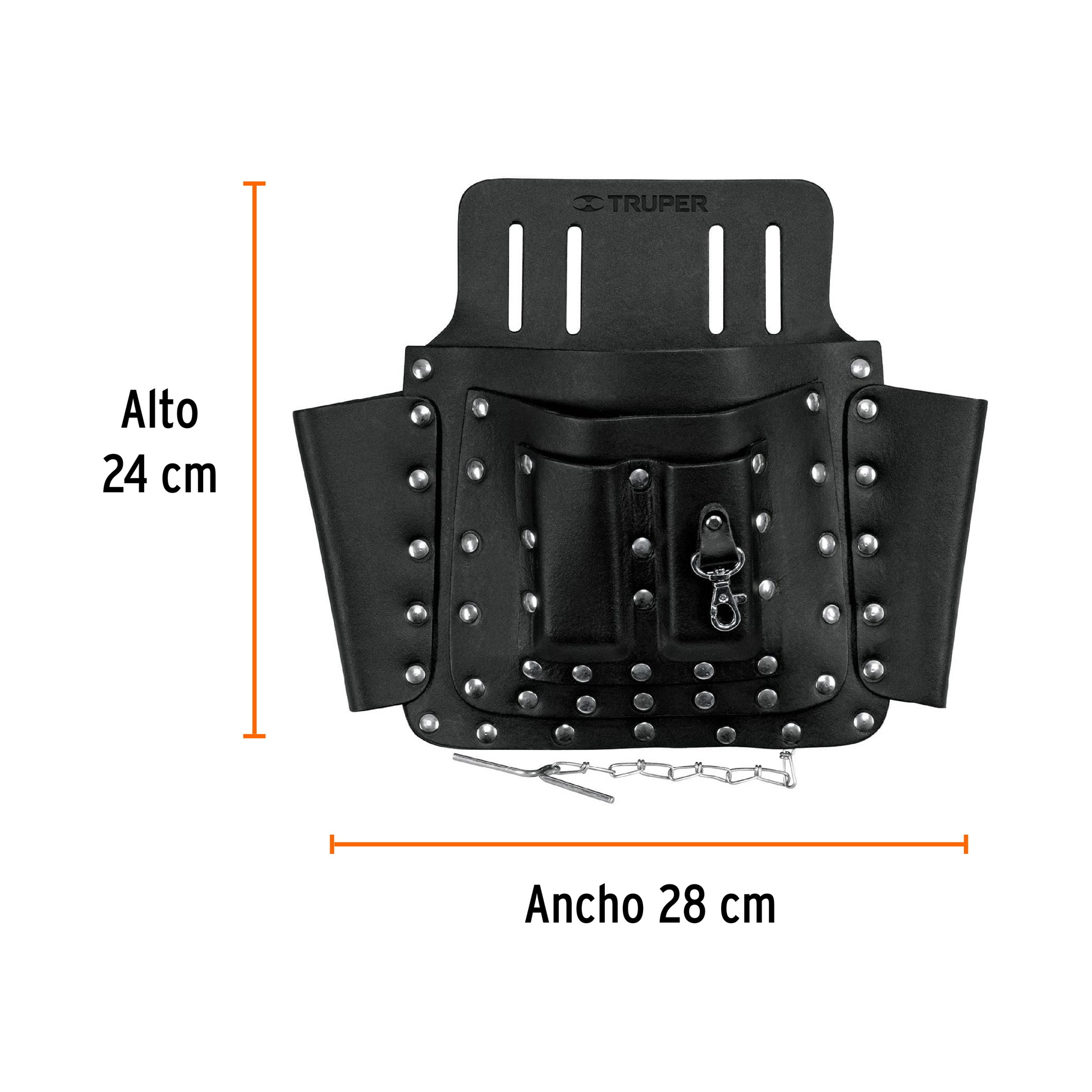 Porta herramientas de cuero, 8 compartimentos