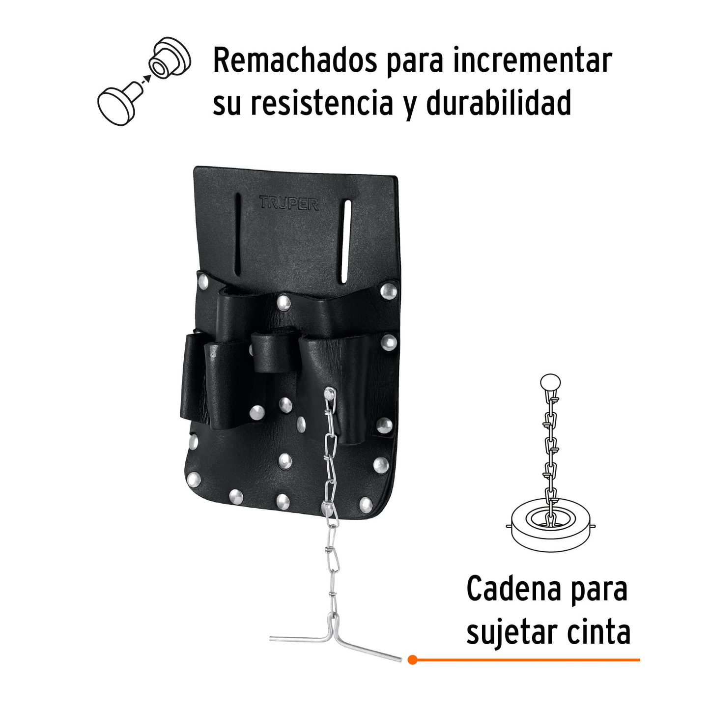 Porta herramientas de cuero, 7 compartimentos