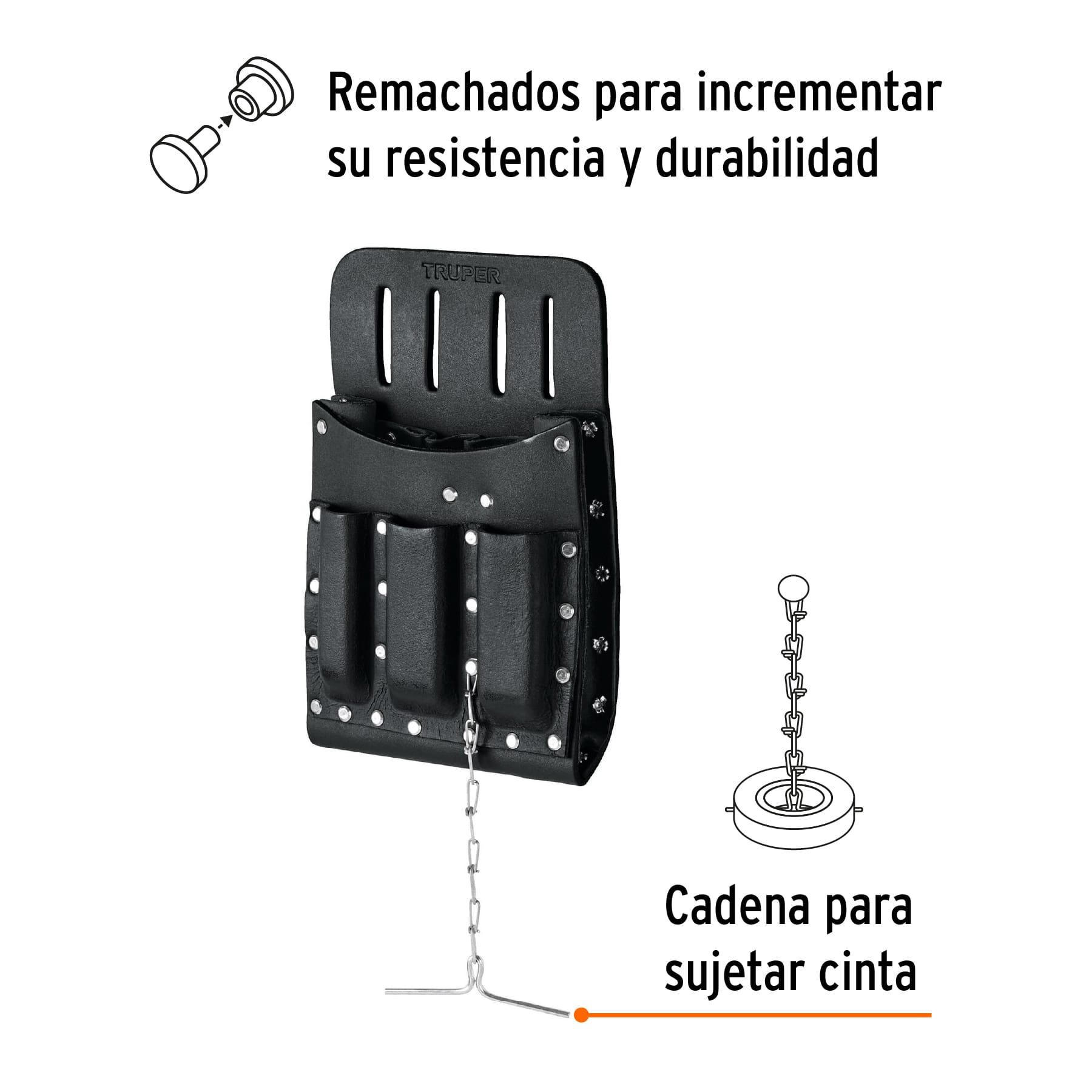 Porta herramientas de cuero, 11 compartimentos