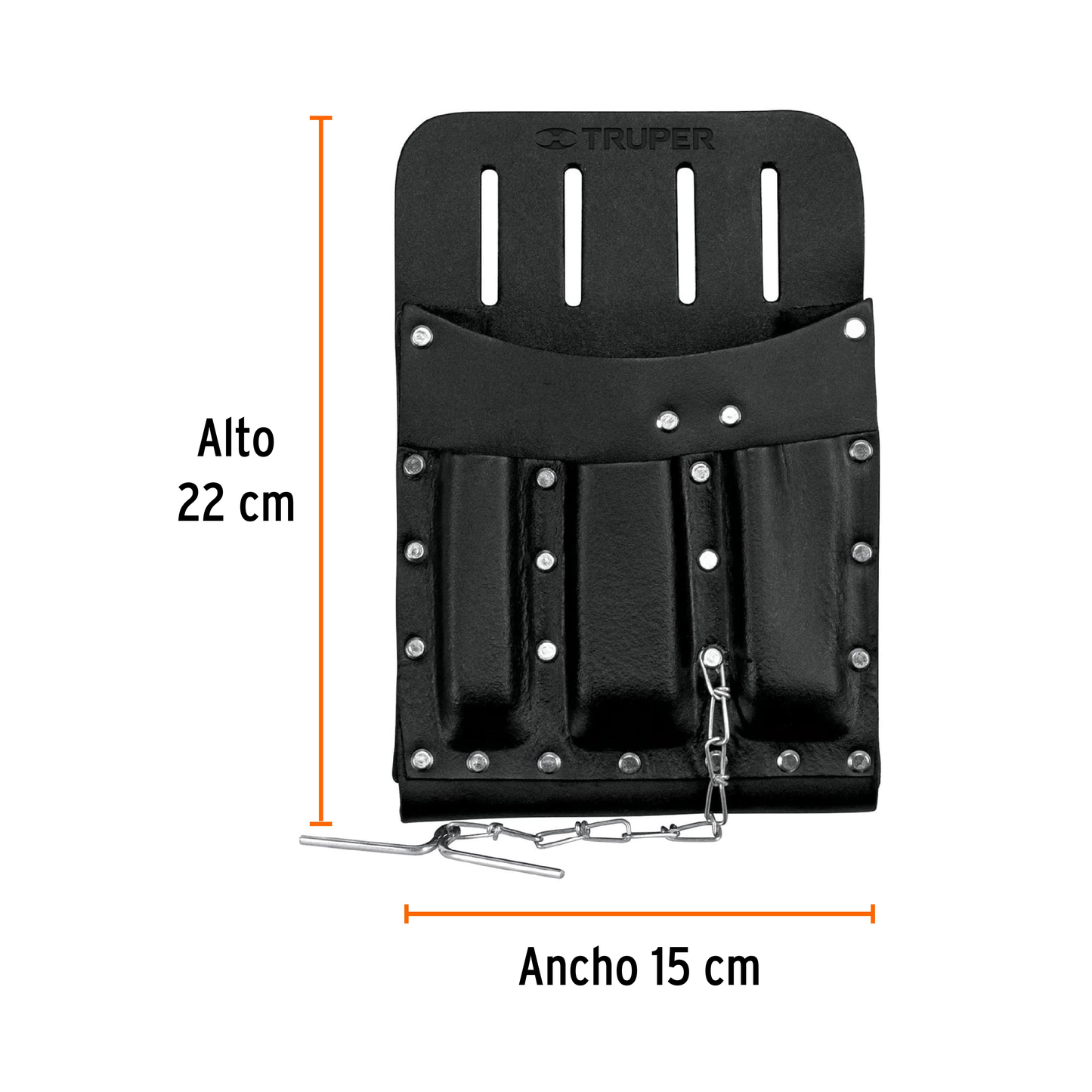 Porta herramientas de cuero, 11 compartimentos