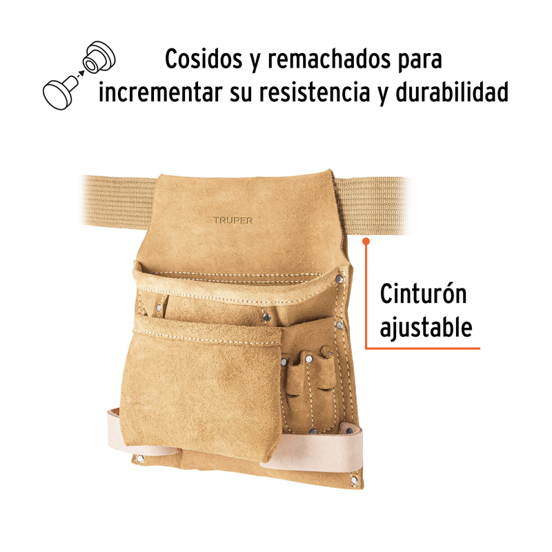 Porta herramientas de carnaza, 6 compartimentos