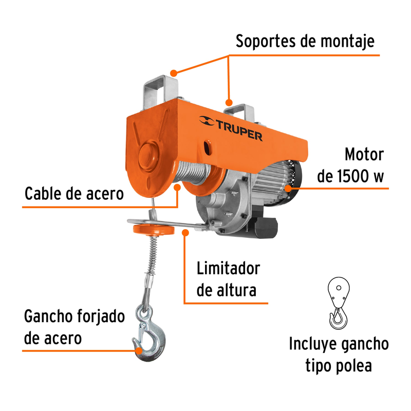 Polipasto eléctrico, 1000 kg