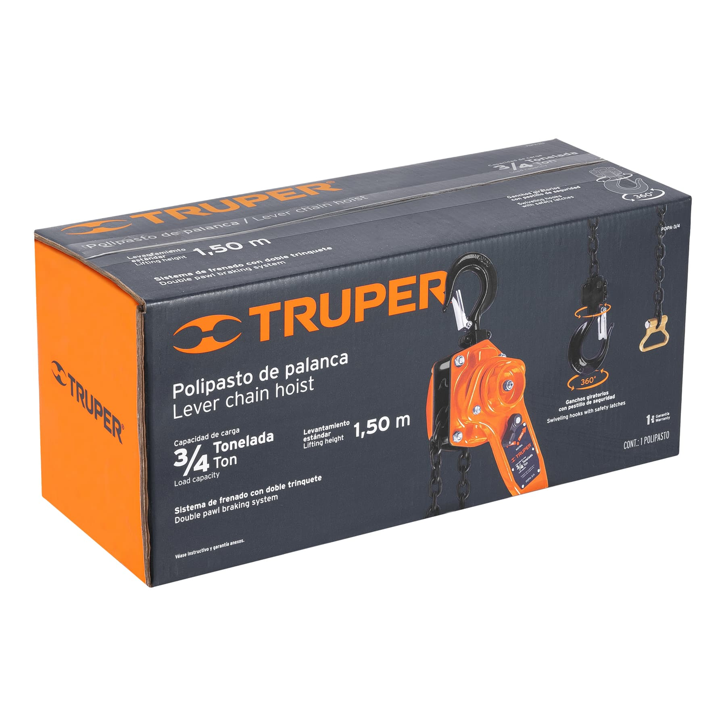 Polipasto de palanca, 3/4 toneladas