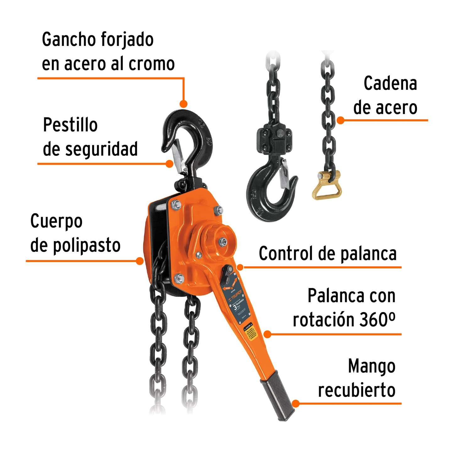 Polipasto de palanca, 3 toneladas