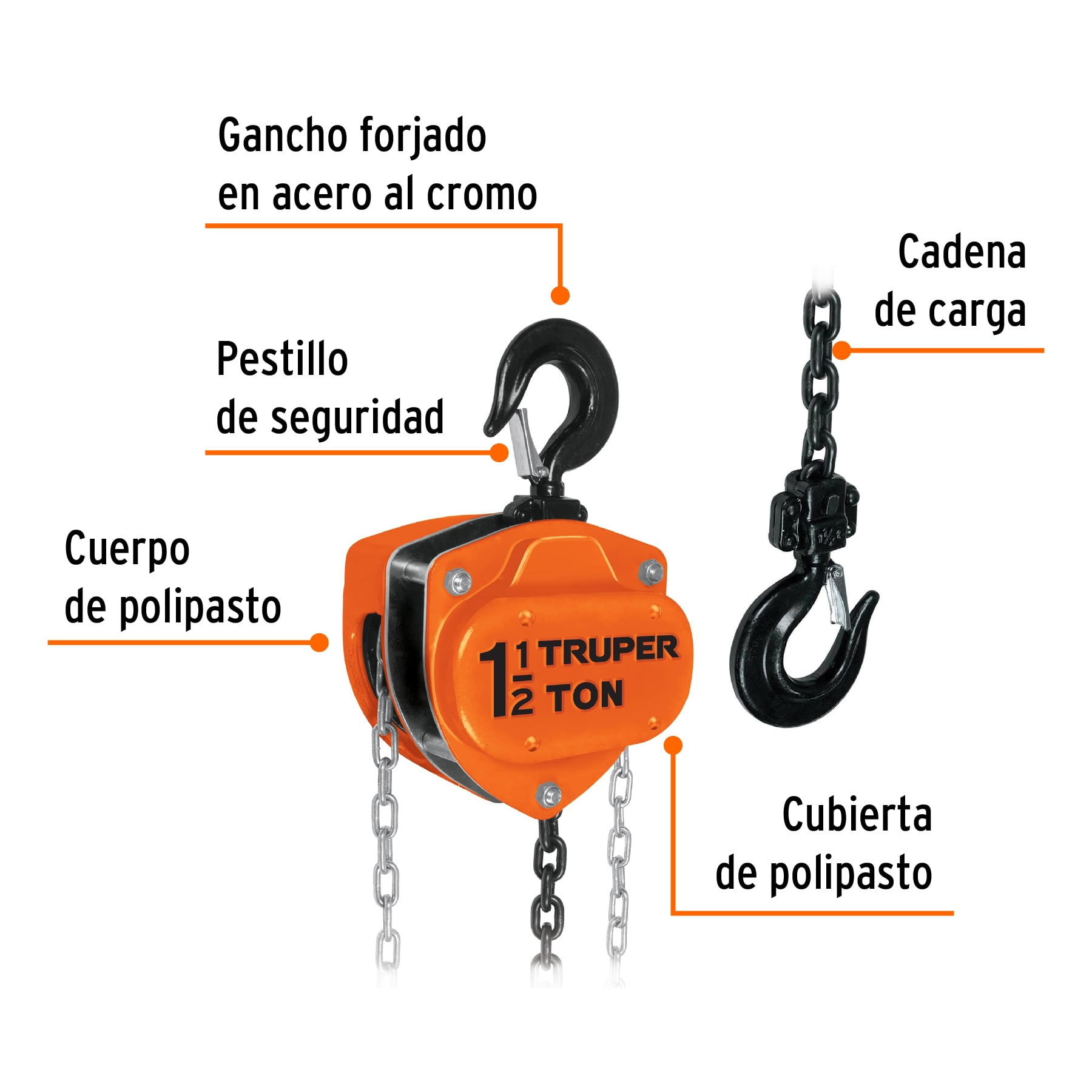 Polipasto de 1-1/2 ton