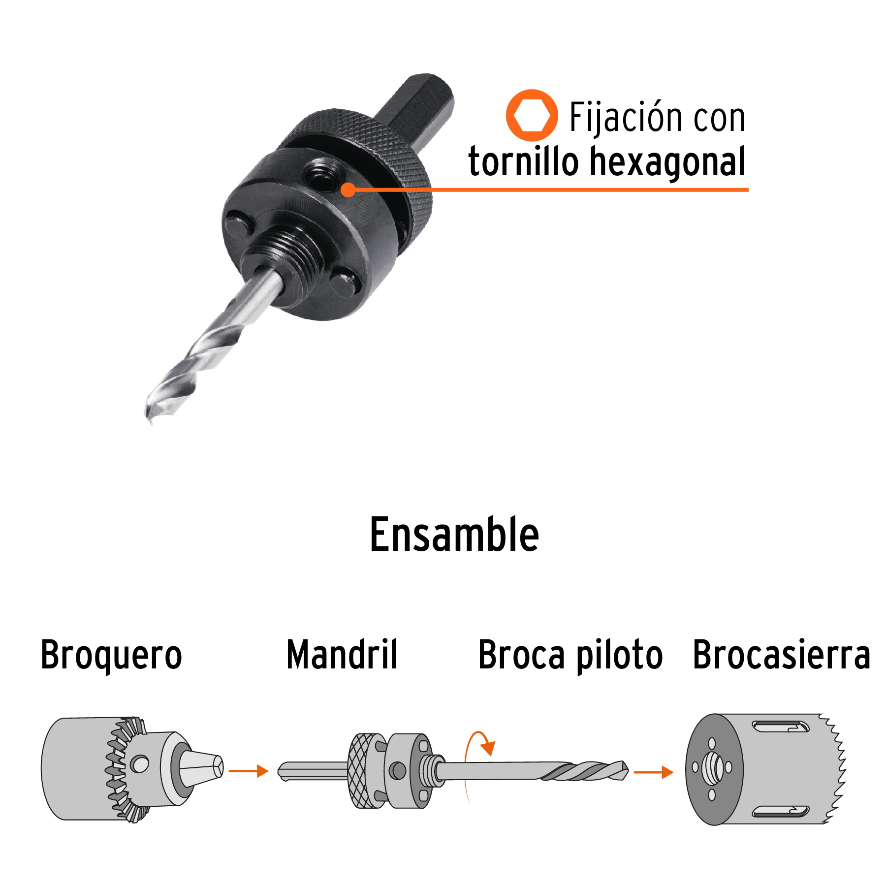 Mandril para brocasierras bimetálicas 7/16"
