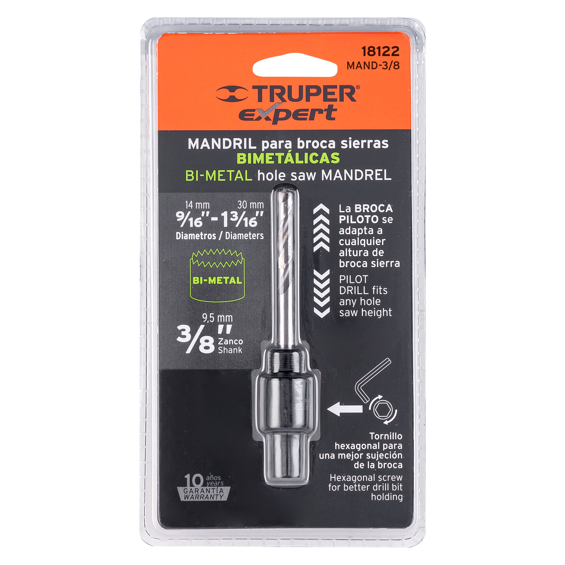 Mandril para brocasierras bimetálicas 3/8"