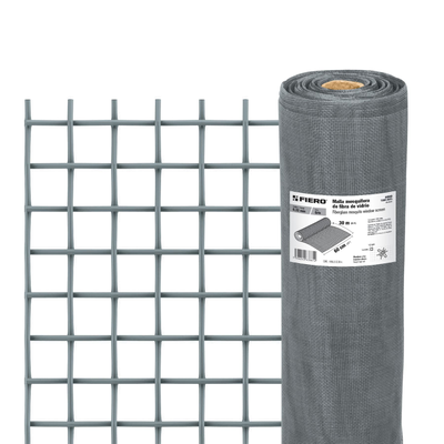 Malla mosquitera, fibra de vidrio, gris, 0.60 x 30 m