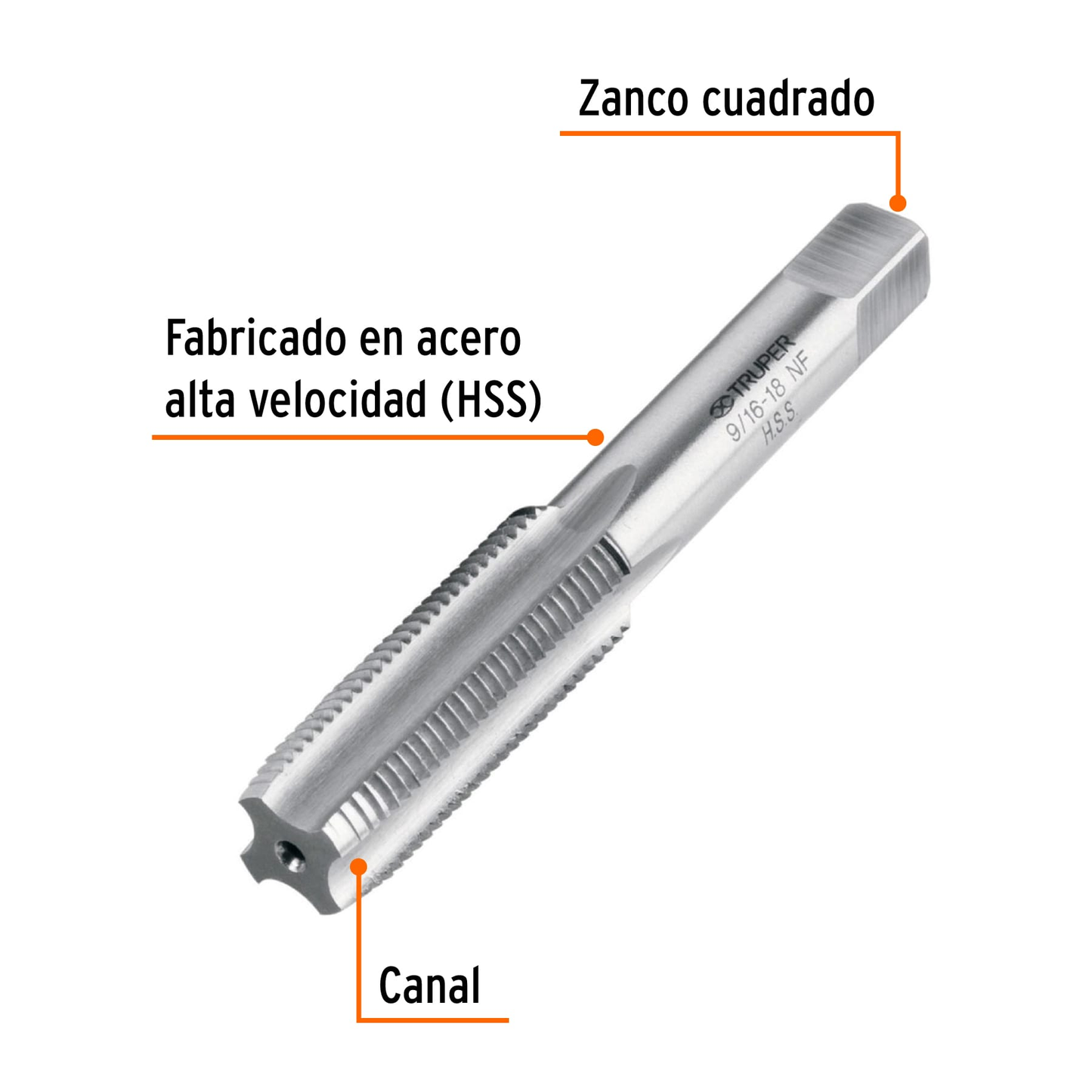 Machuelo semicónico 9/16" x 18 nf, estuche individual