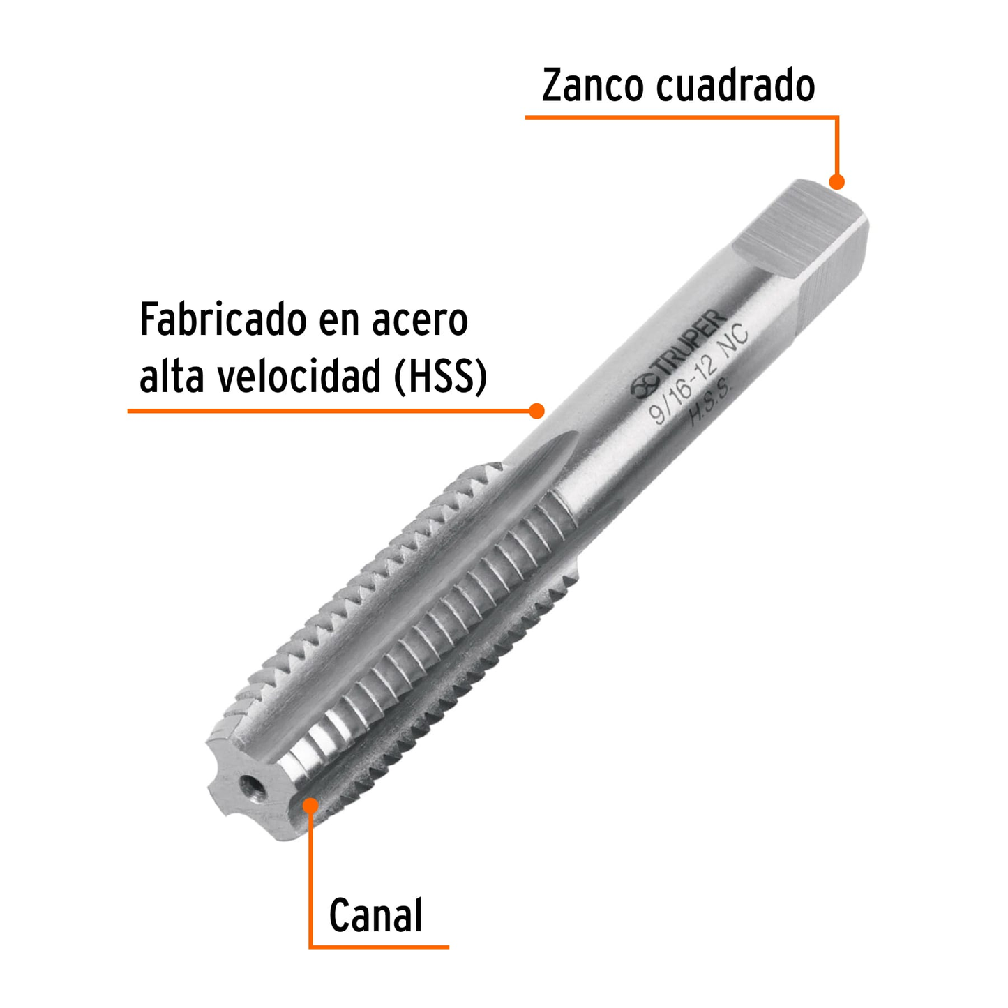 Machuelo semicónico 9/16" x 12 nc, estuche individual