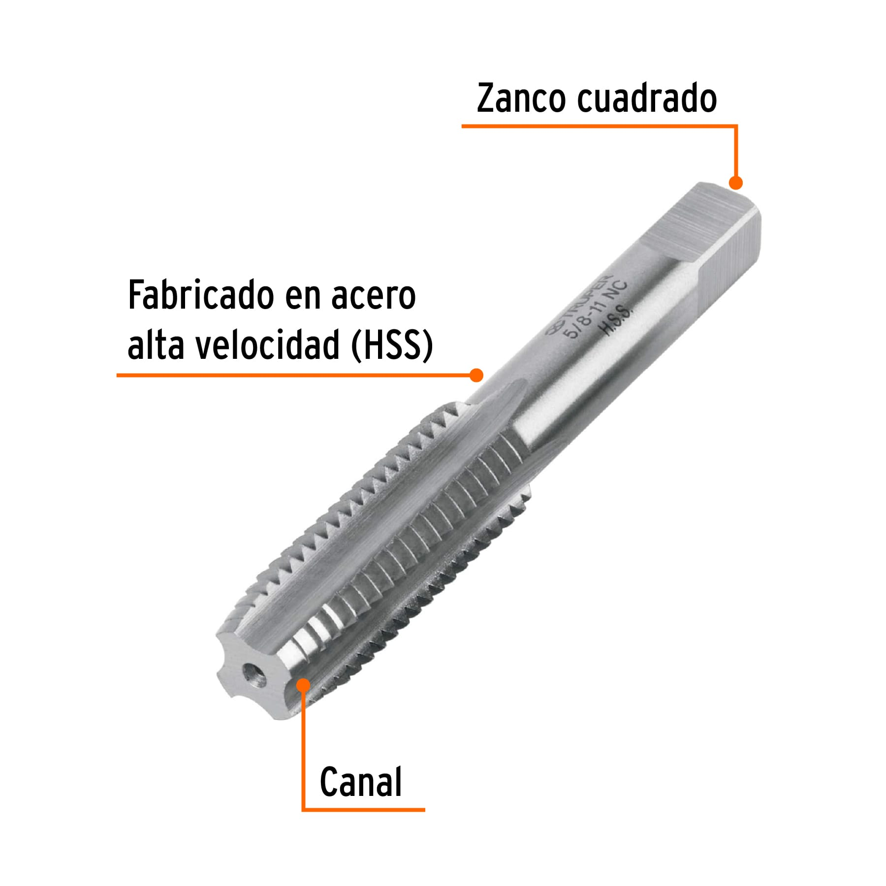 Machuelo semicónico 5/8" x 11 nc, estuche individual