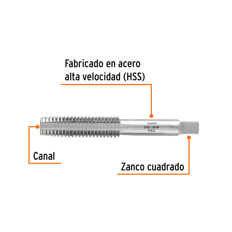 Machuelo semicónico 5/32" x 36 , cuerda fina