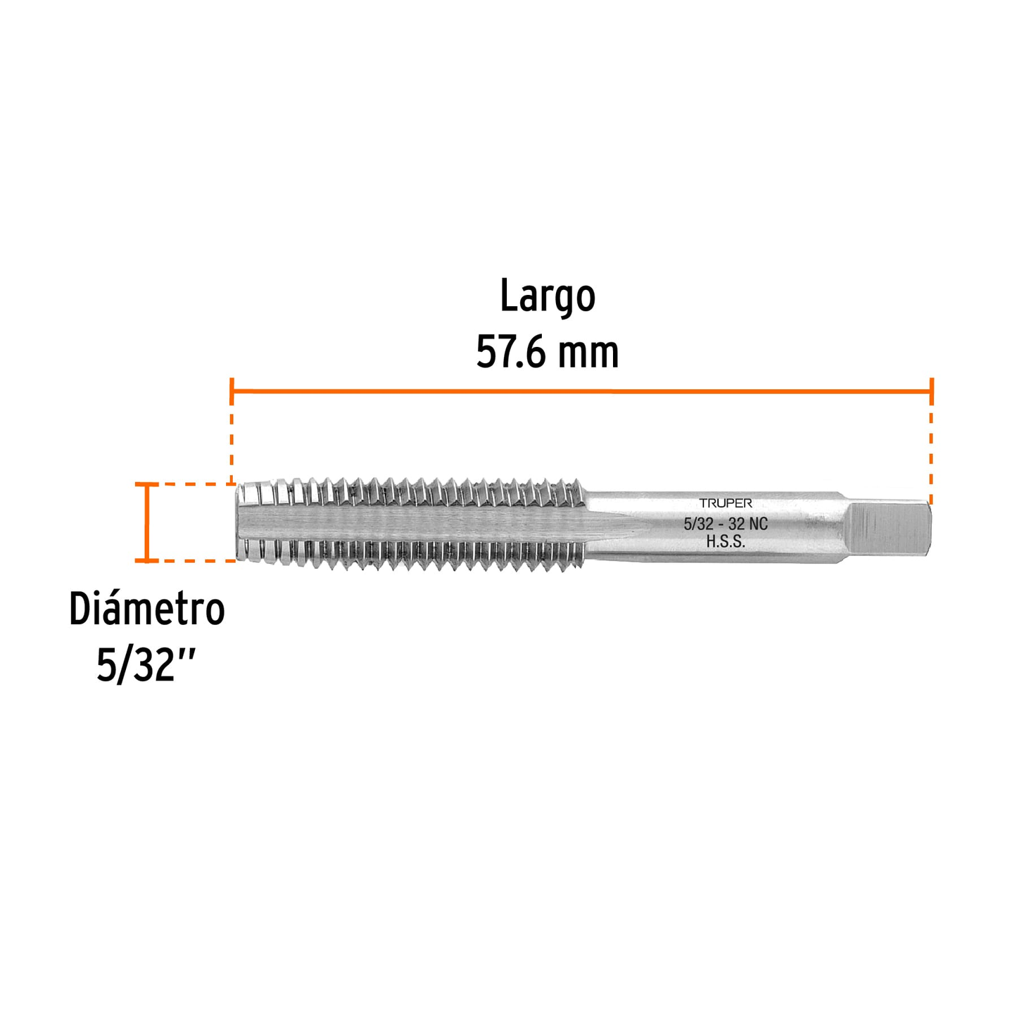Machuelo semicónico 5/32" x 32 , cuerda gruesa