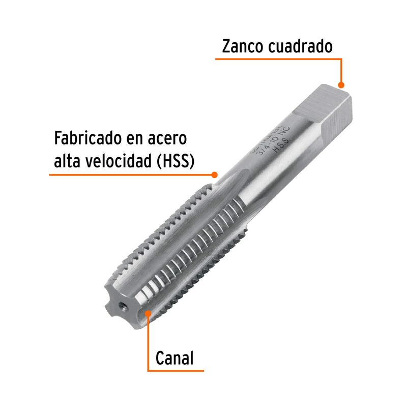 Machuelo semicónico 3/4" x 10 nc, estuche individual