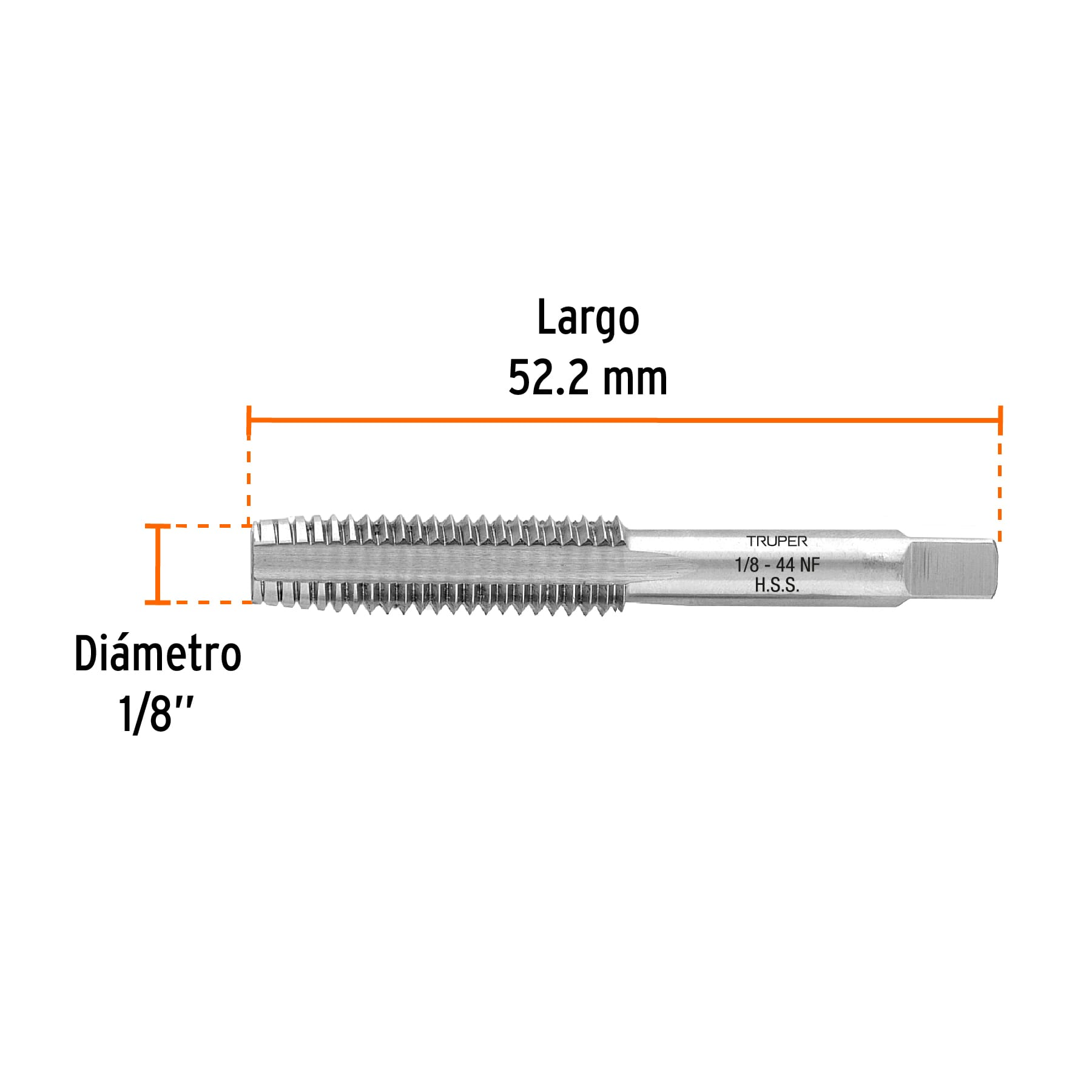 Machuelo semicónico 1/8" x 44 , cuerda fina