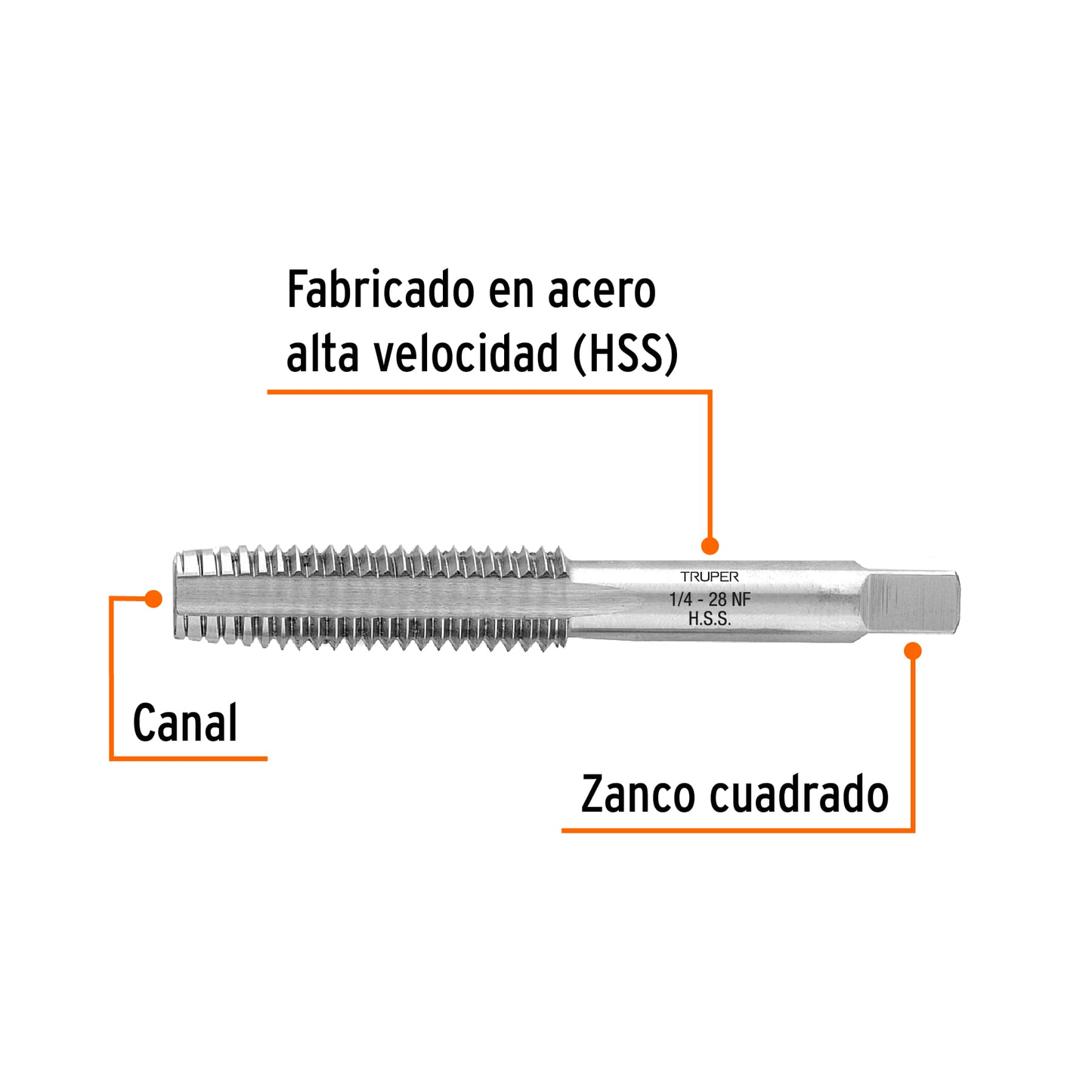 Machuelo semicónico 1/4" x 28 , cuerda fina