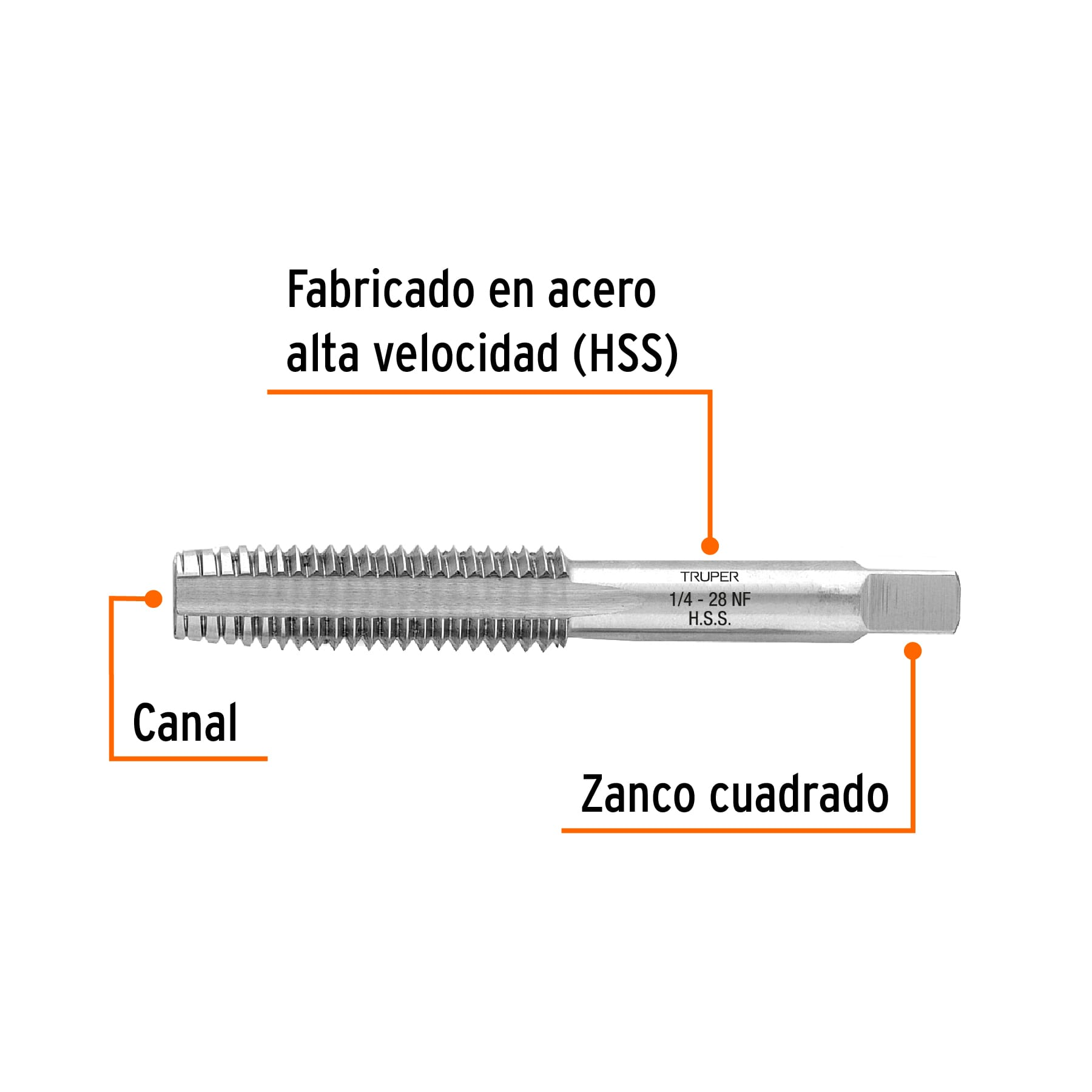 Machuelo semicónico 1/4" x 28 , cuerda fina