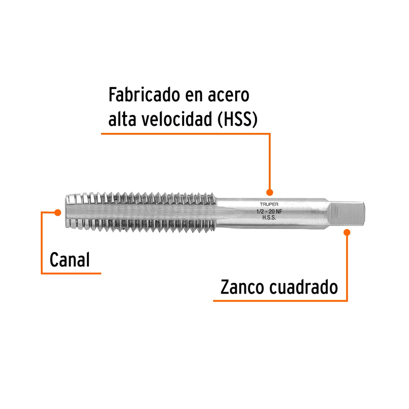 Machuelo semicónico 1/2" x 20 , cuerda fina