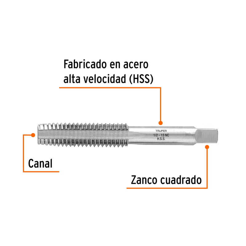 Machuelo semicónico 1/2" x 13 , cuerda gruesa