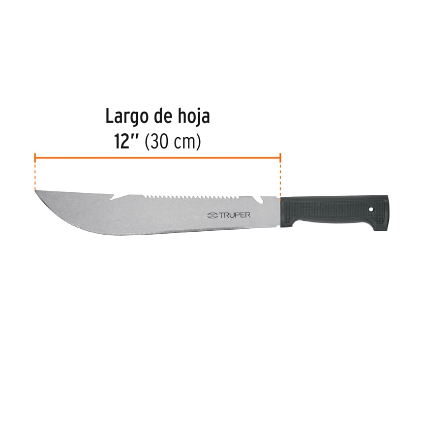 Machete tipo Rambo 12" con cacha negra con funda