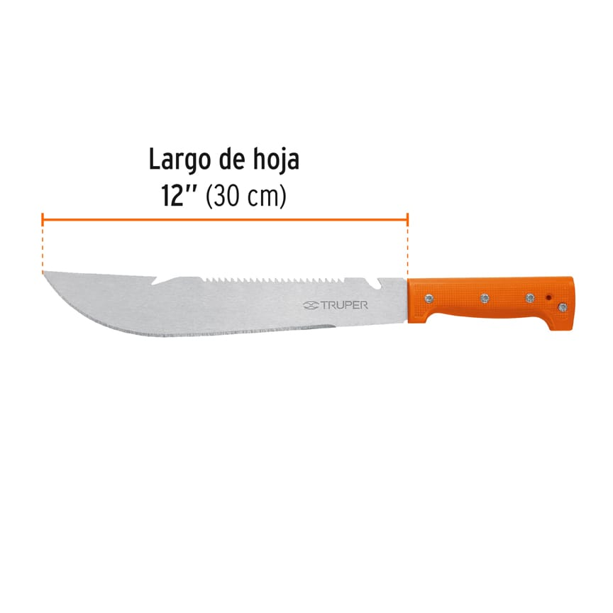 Machete tipo rambo 12" cacha naranja con funda
