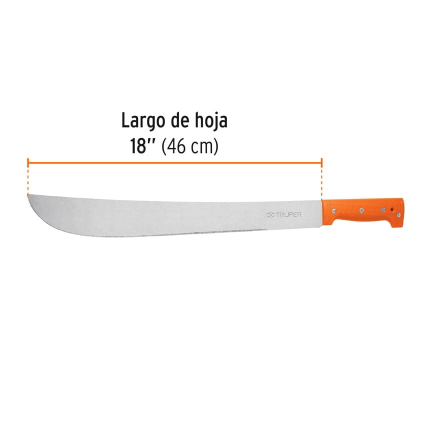 Machete estándar 18" cacha naranja, caballete