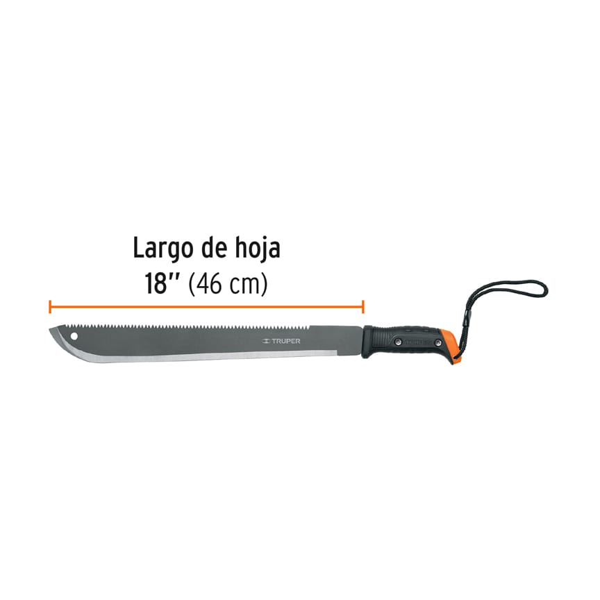 Machete doble filo, 18", en blister