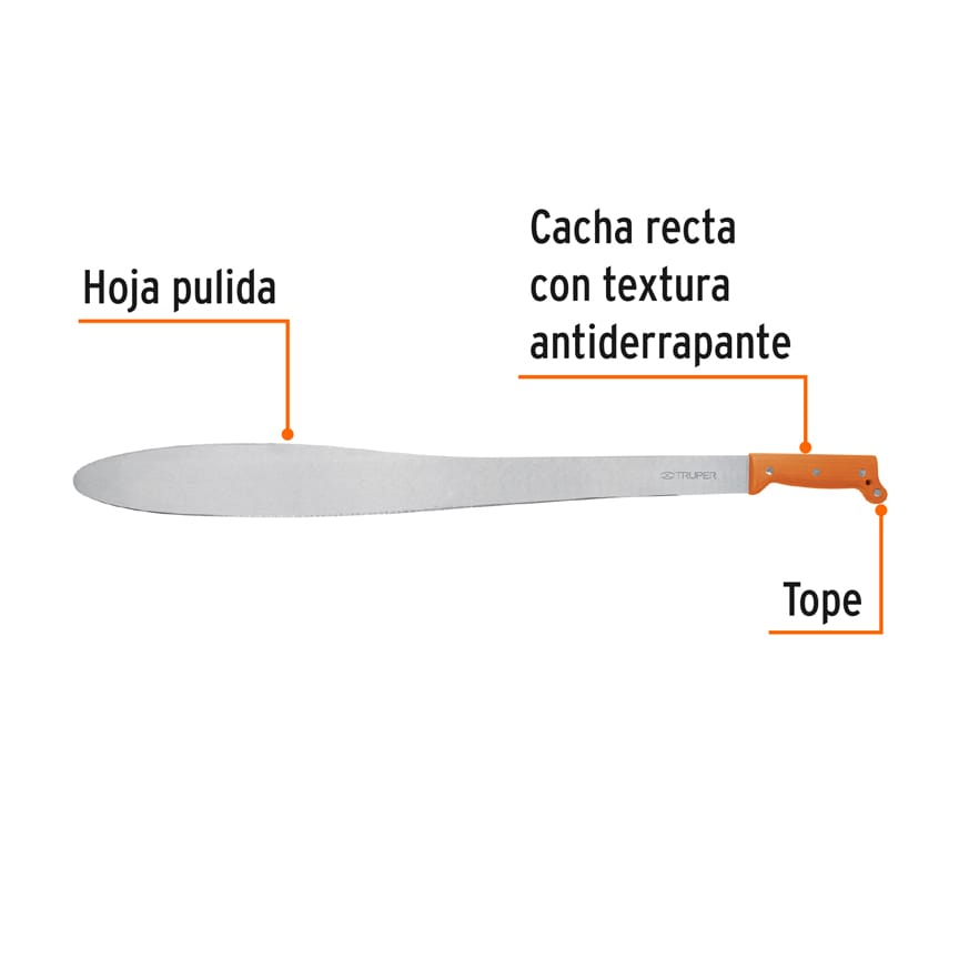 Machete Caguayano 27" cacha naranja remachada